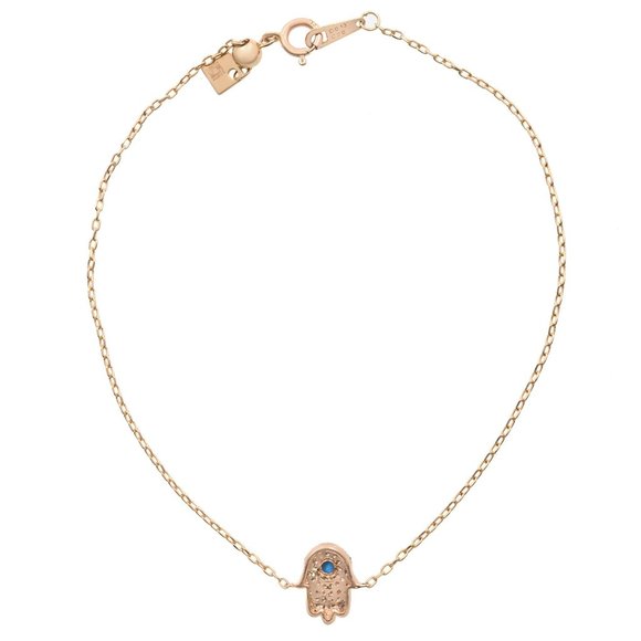 Rachel Koen Diamond Hamsa Bracelet 14k Rose Gold 0.15cttw - Picture 5 of 6